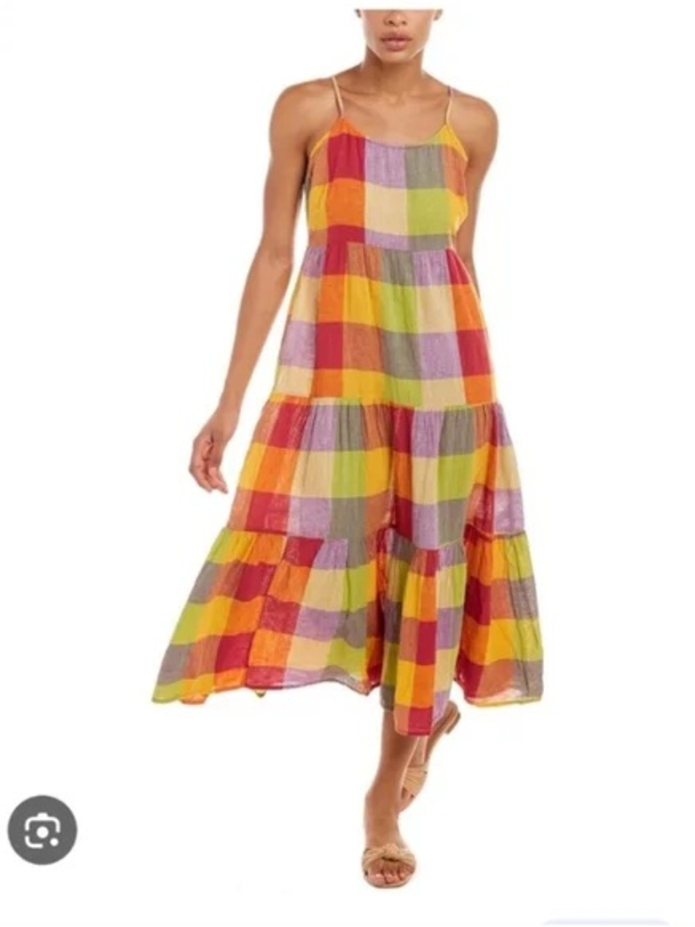 BeachLunchLounge Lana Madras Plaid Tiered Midi Sundress